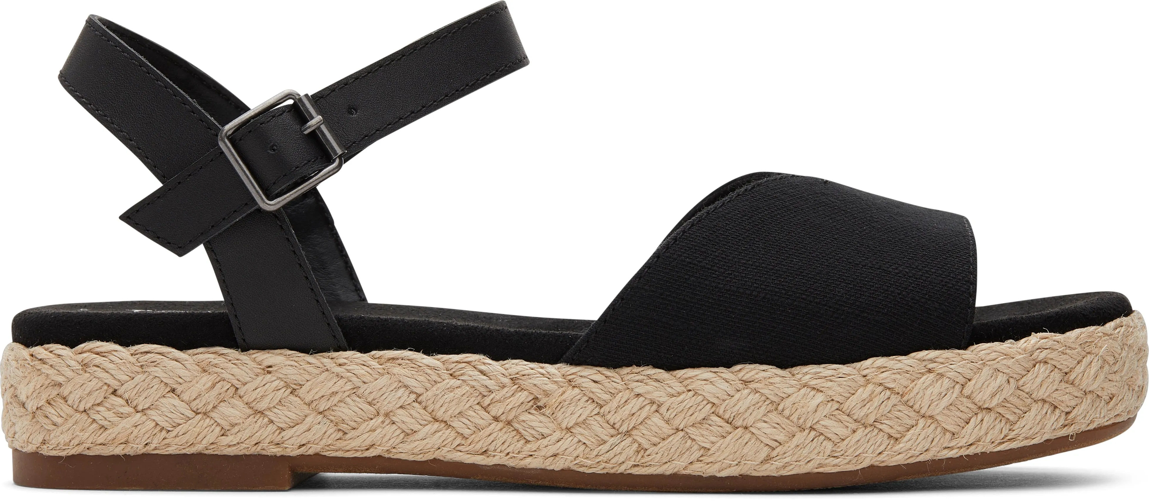 Abby Espadrille Sandal - Black Slubby Woven/Leather