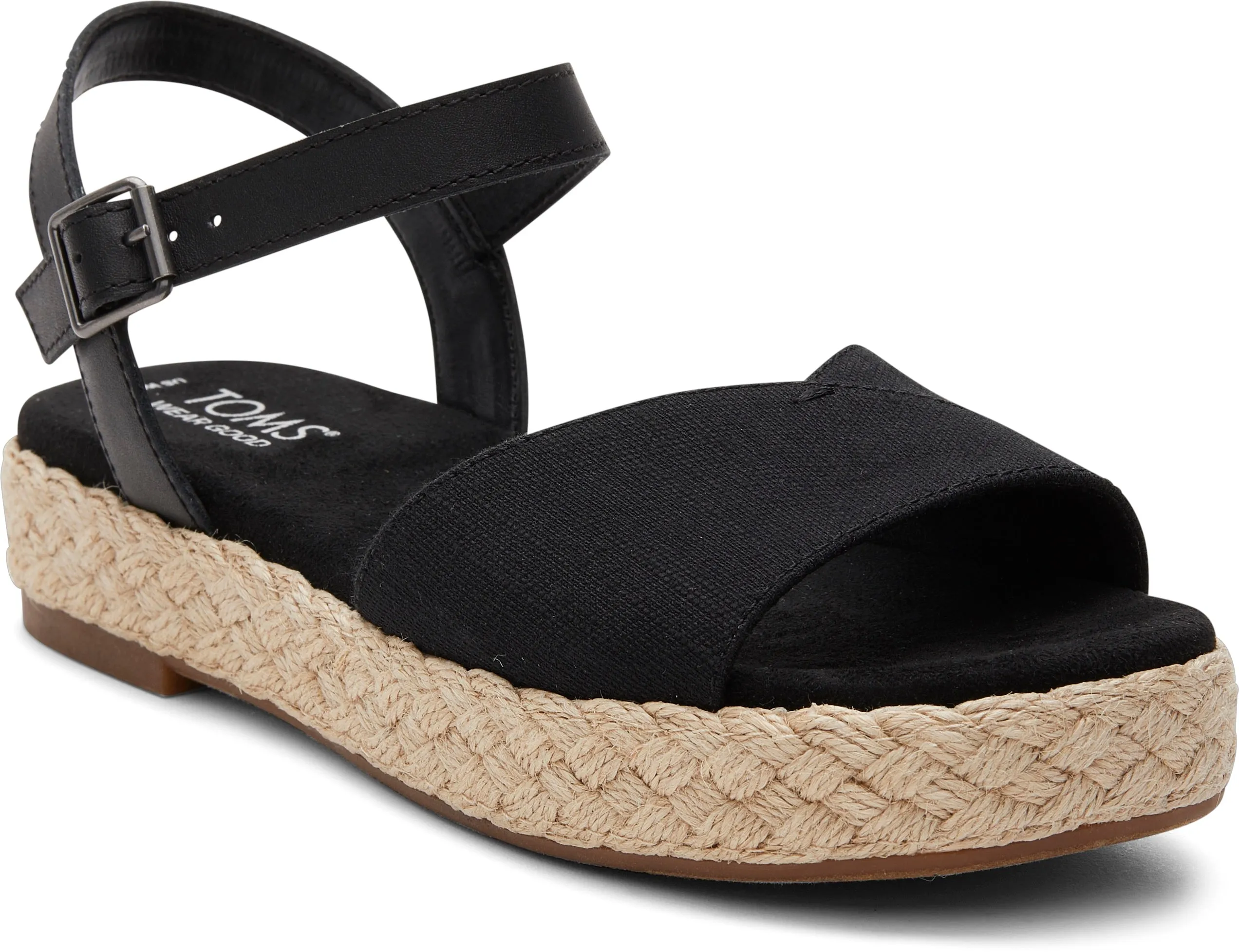 Abby Espadrille Sandal - Black Slubby Woven/Leather