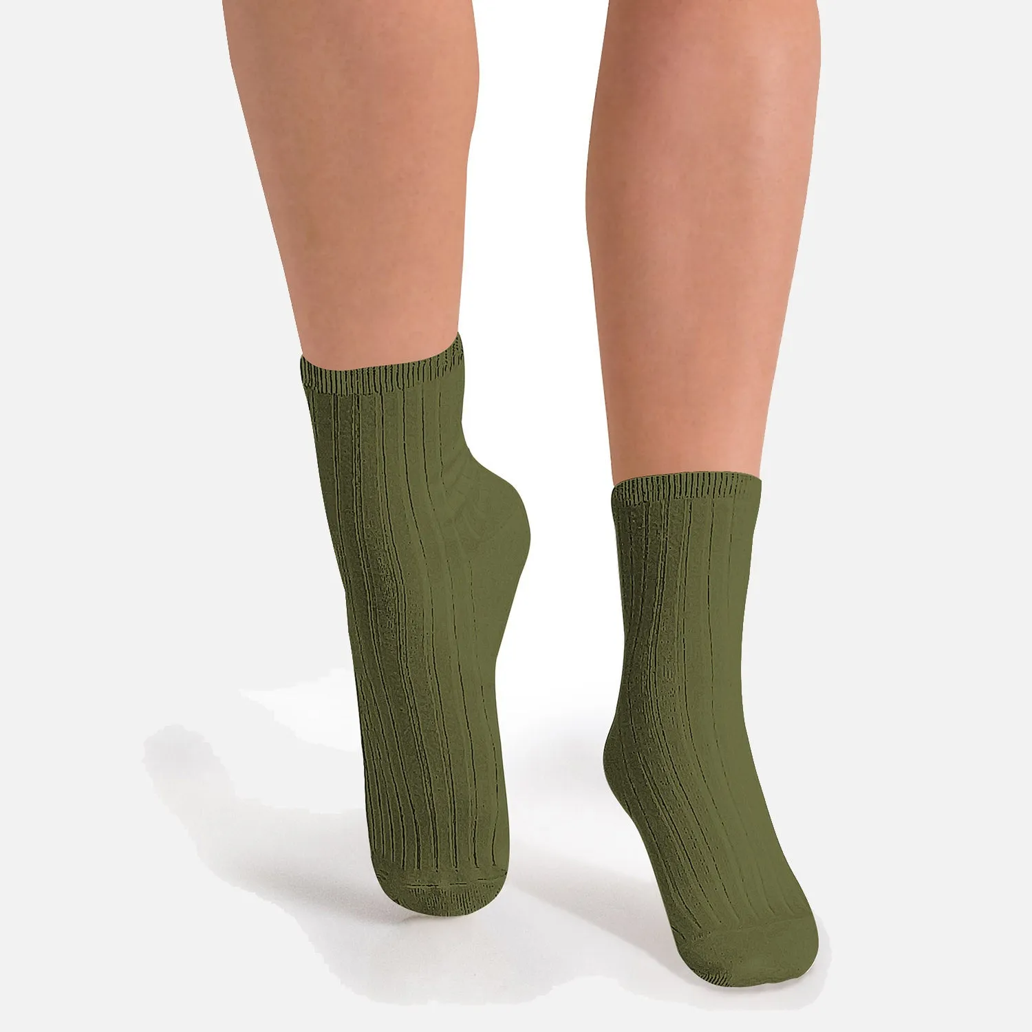 Adult's Cotton Short Socks - Olive