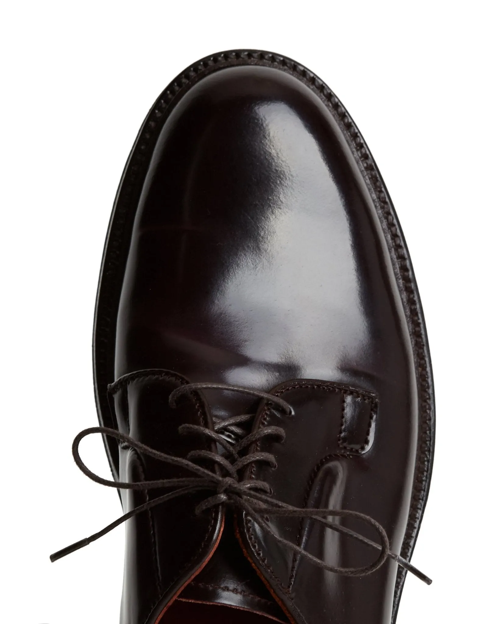 Alden Cordovan Plain Toe Blucher Shoe: Dark Burgundy 990