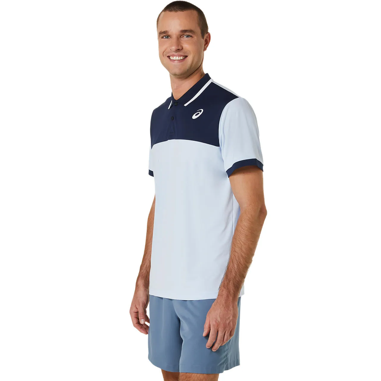 Asics Poloshirt Court Heren Lichtblauw