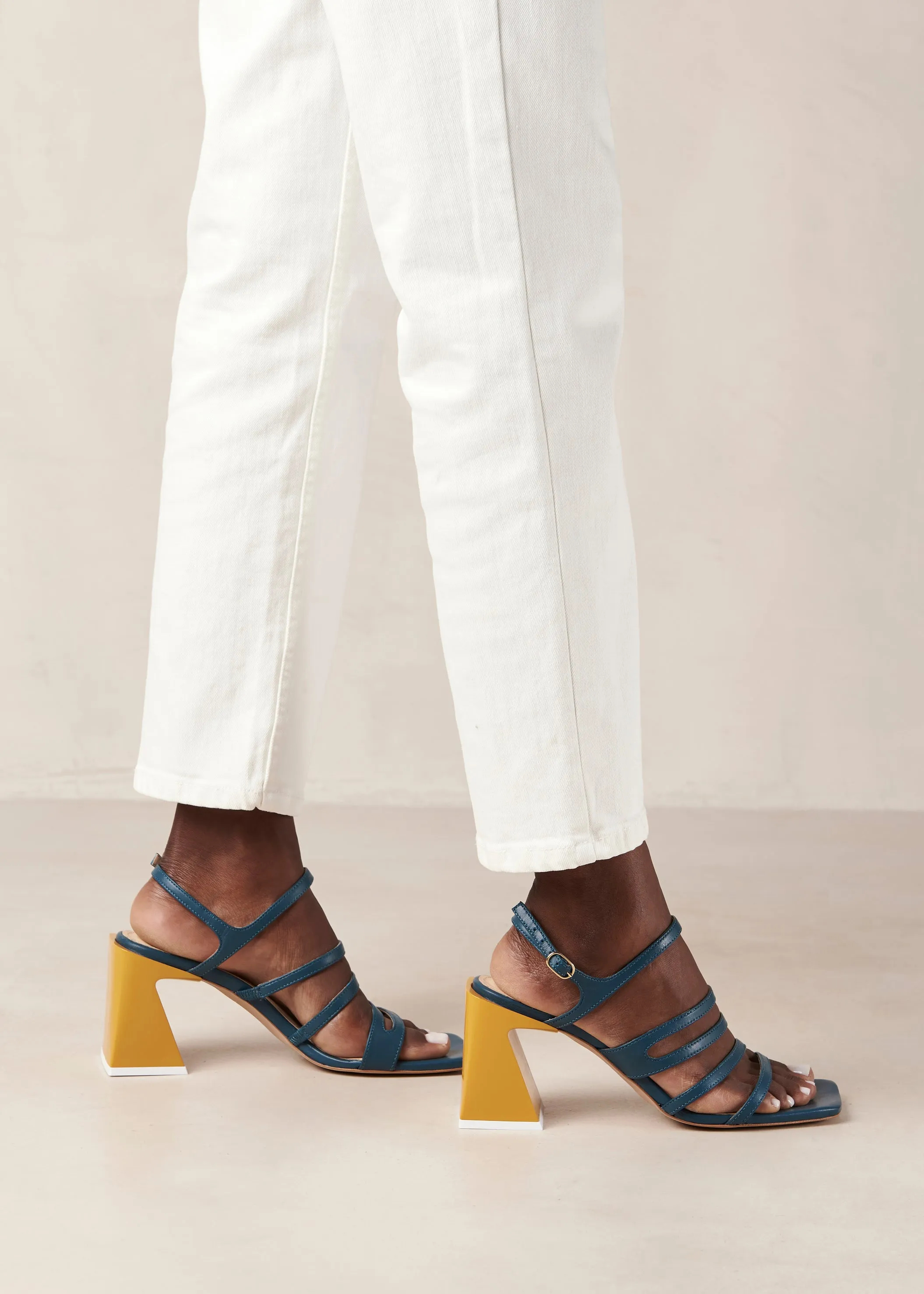 Aubrey Deep Blue Leather Sandals