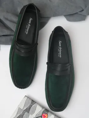 Cassio Olive Green Driving Loafers