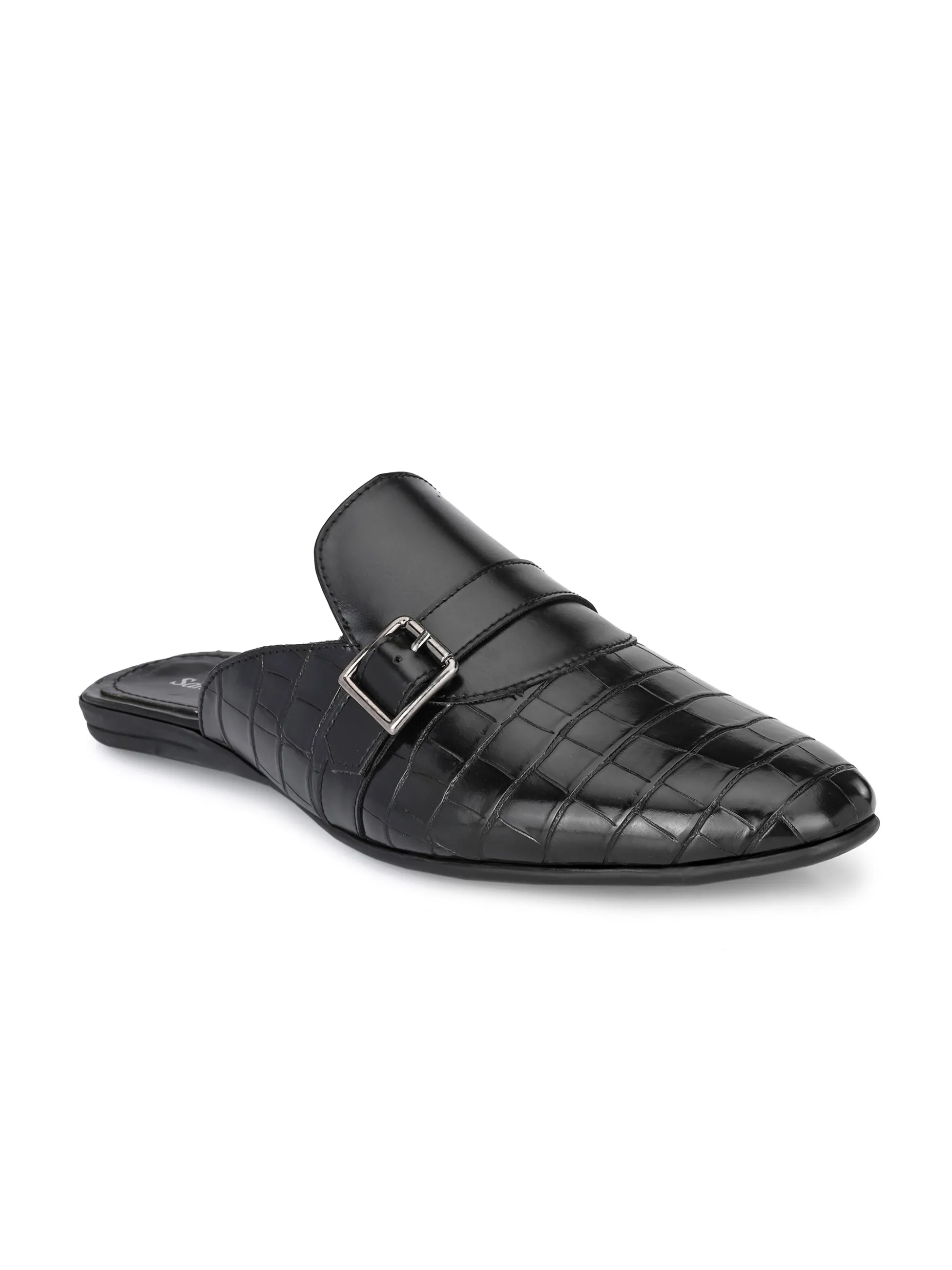 Ethno Black Buckle Mules