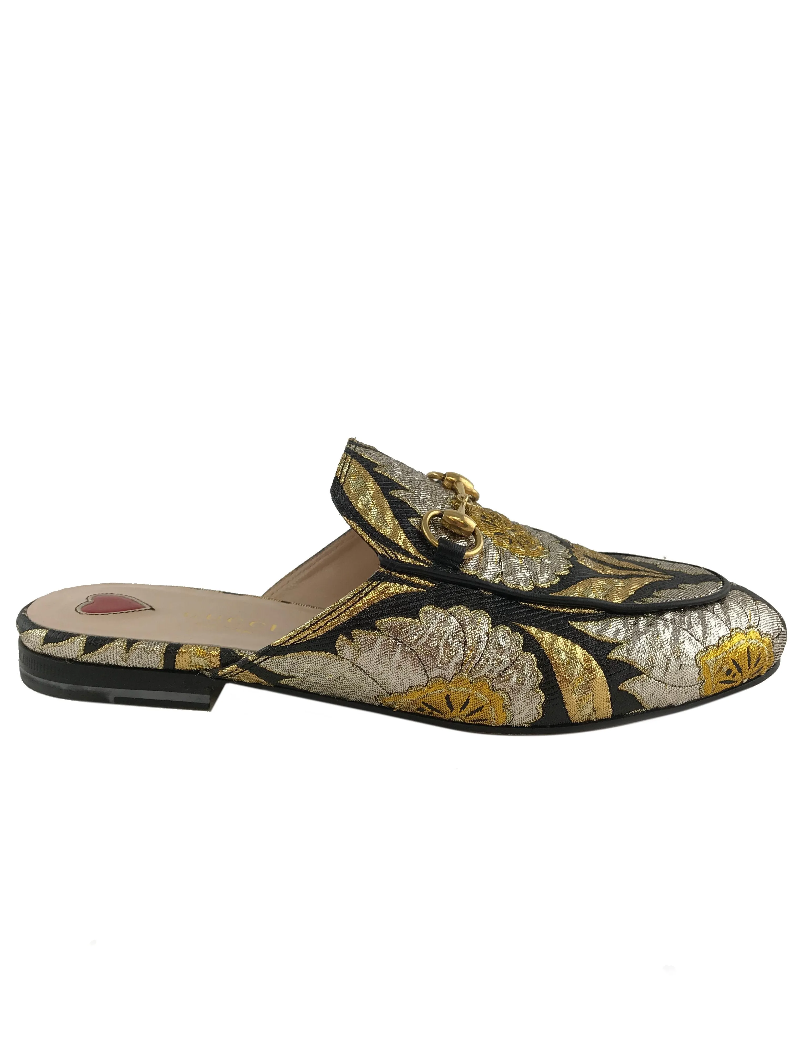 Gucci Princetown Floral Jacquard Horsebit Mules Size 6.5