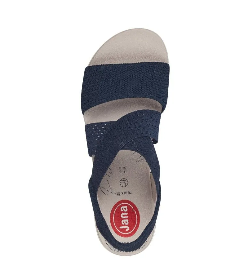 Jana Womens Navy Walking Sandal Wide Fit - 8-28762-42