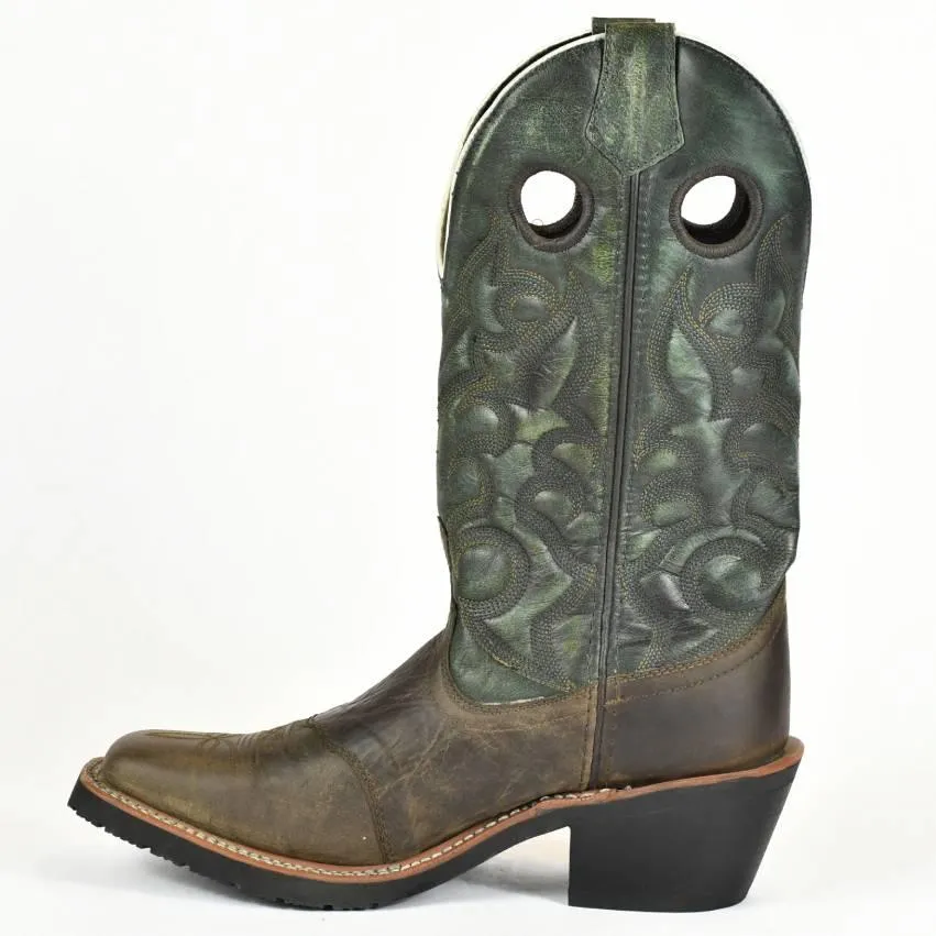 Laredo Roper Cowboy Boot-Brown Leather with Deep Green Shaft 9-2