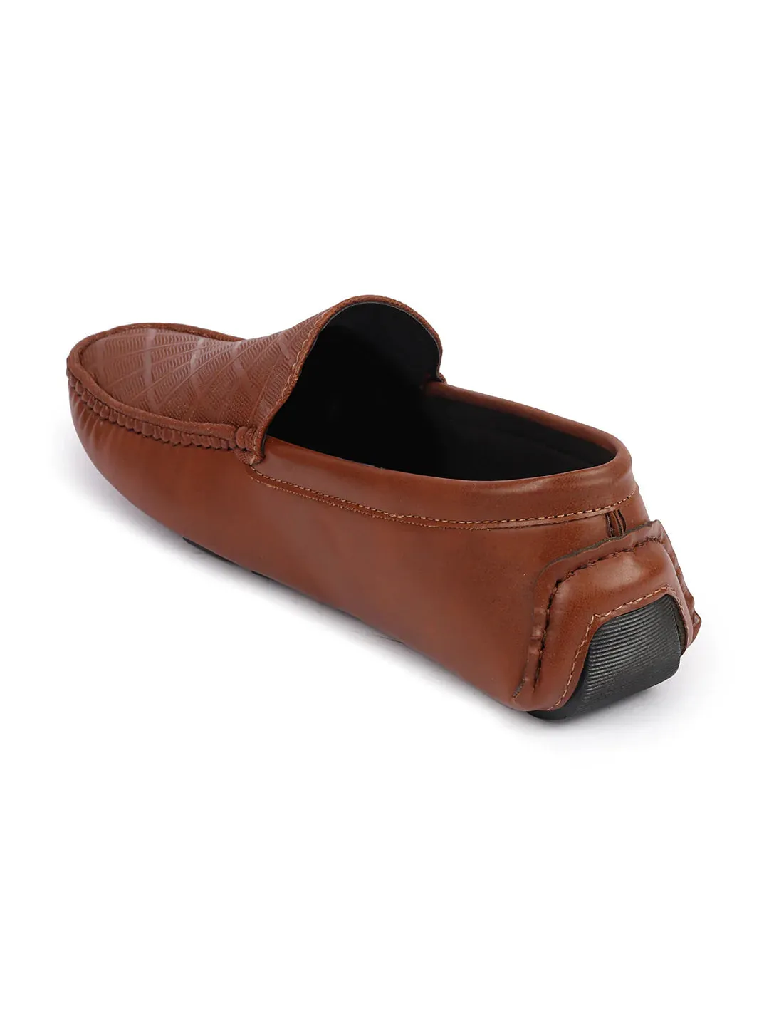 Men Tan Textured Design Casual Classic Slip On Driving Loafer and Moccasins