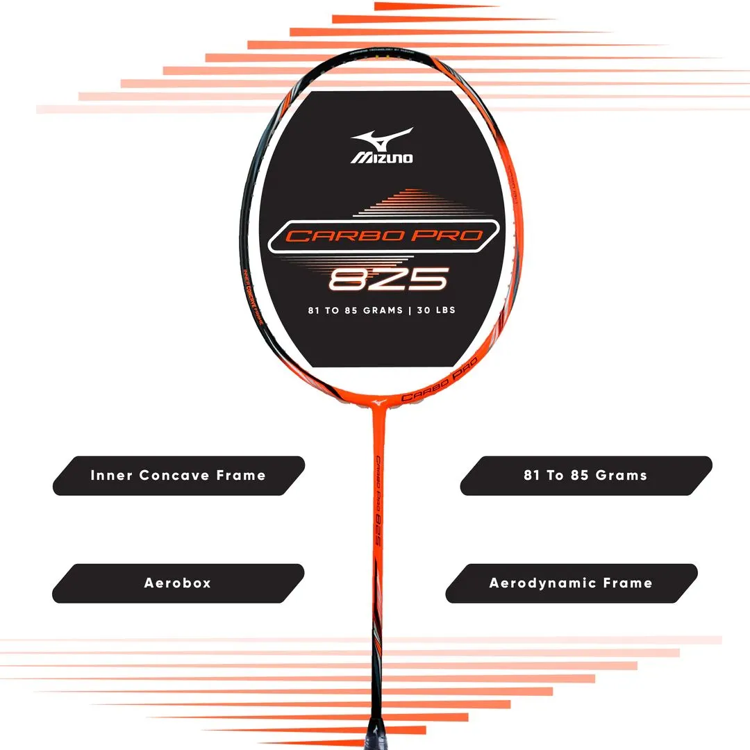 Mizuno Carbo Pro 825 Badminton Racket (Unstrung) - Orange/Black