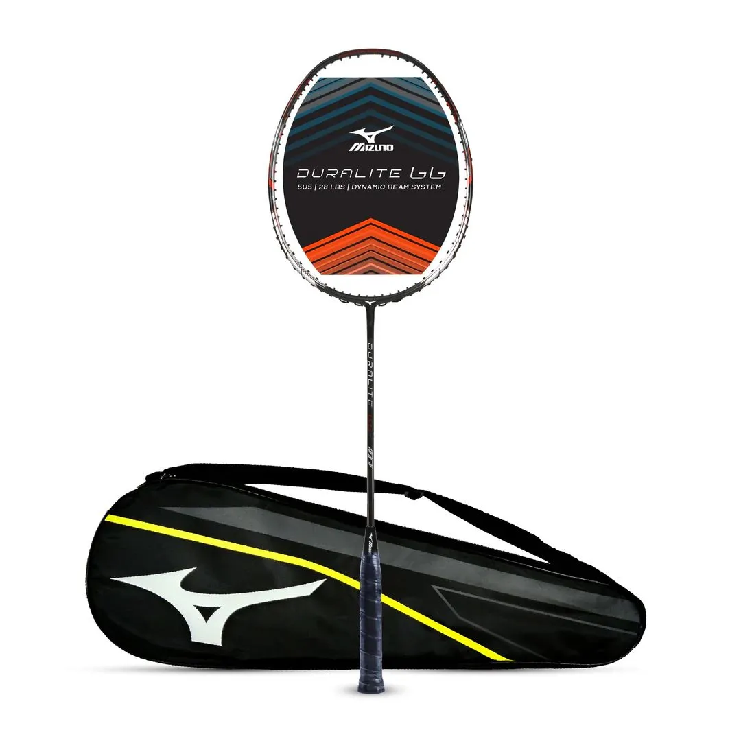 Mizuno Duralite 66 Badminton Racket 5U (Unstrung) - Gloss Lacq/Radiant Orange/Silver