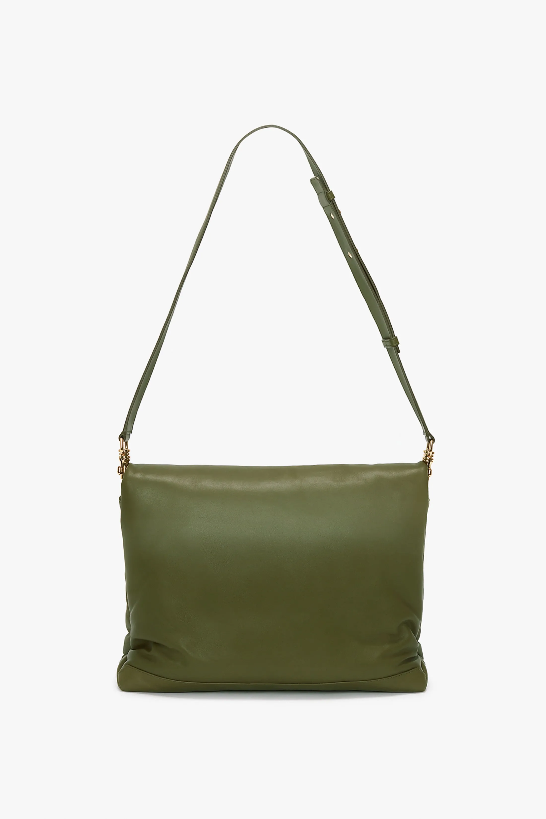 Puffy Jumbo Chain Pouch In Khaki Leather