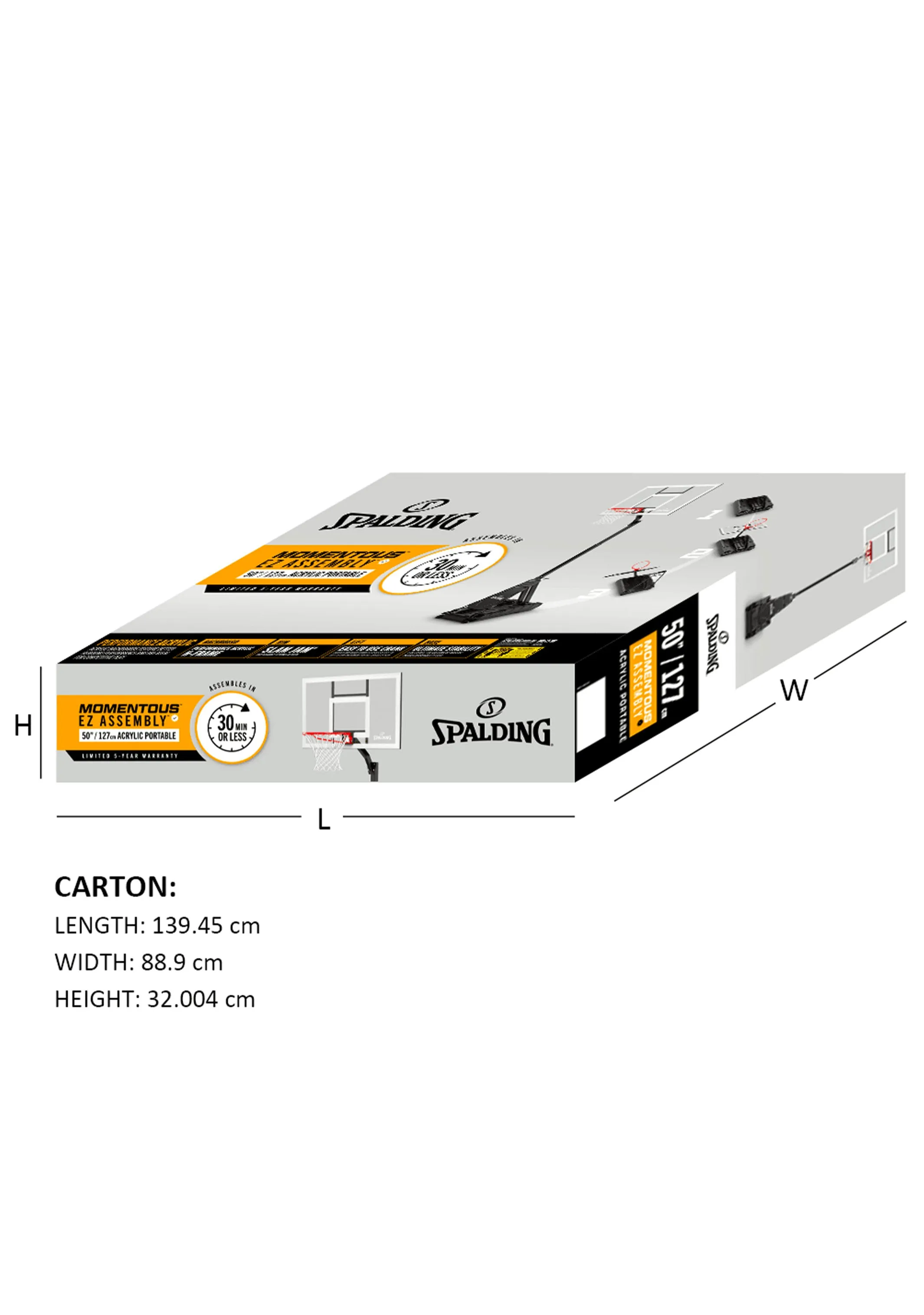 Spalding The Momentous EZ Assembly 50 Inch Acrylic Portable Basketball System <br> AA6E2012