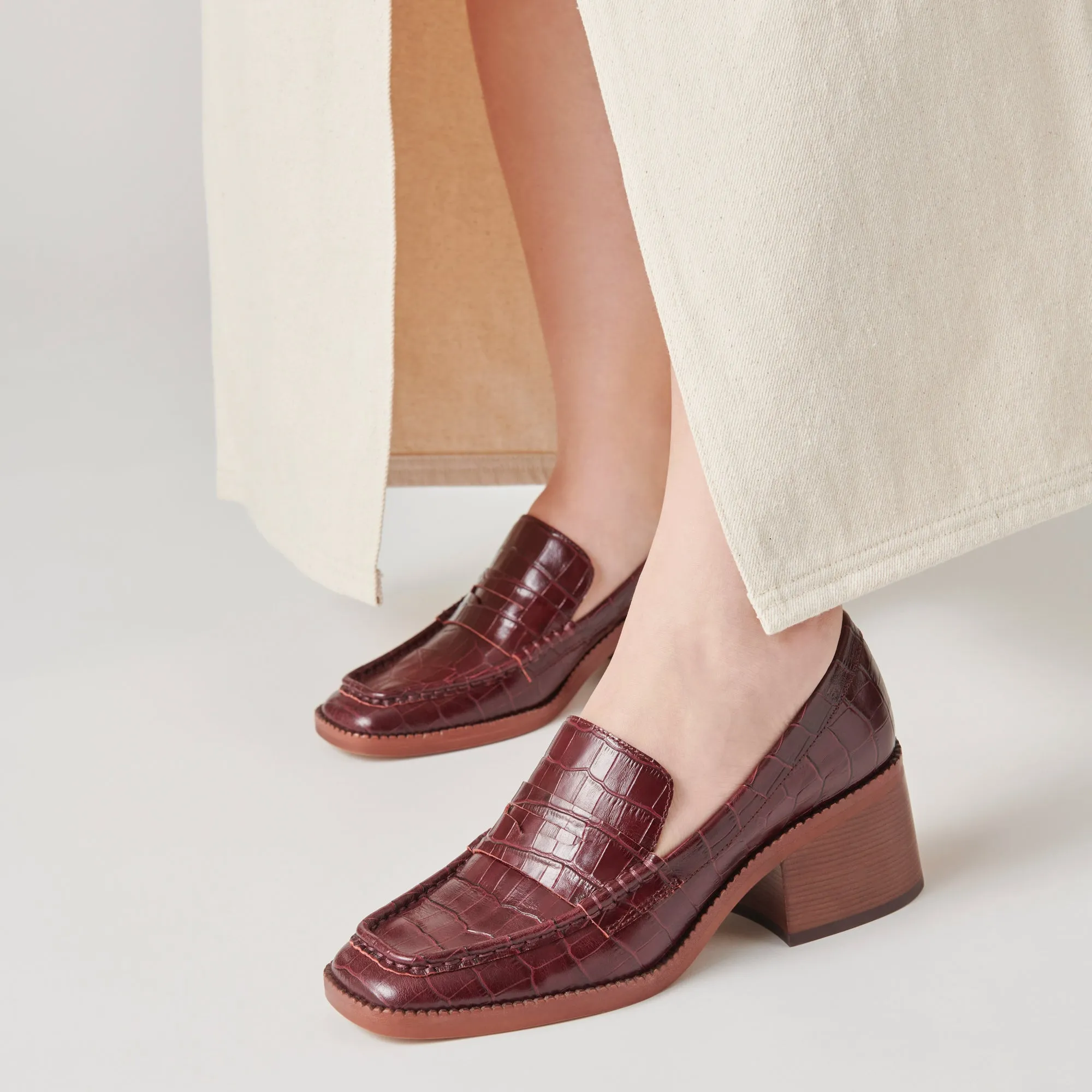 TALIE LOAFERS CABERNET EMBOSSED LEATHER