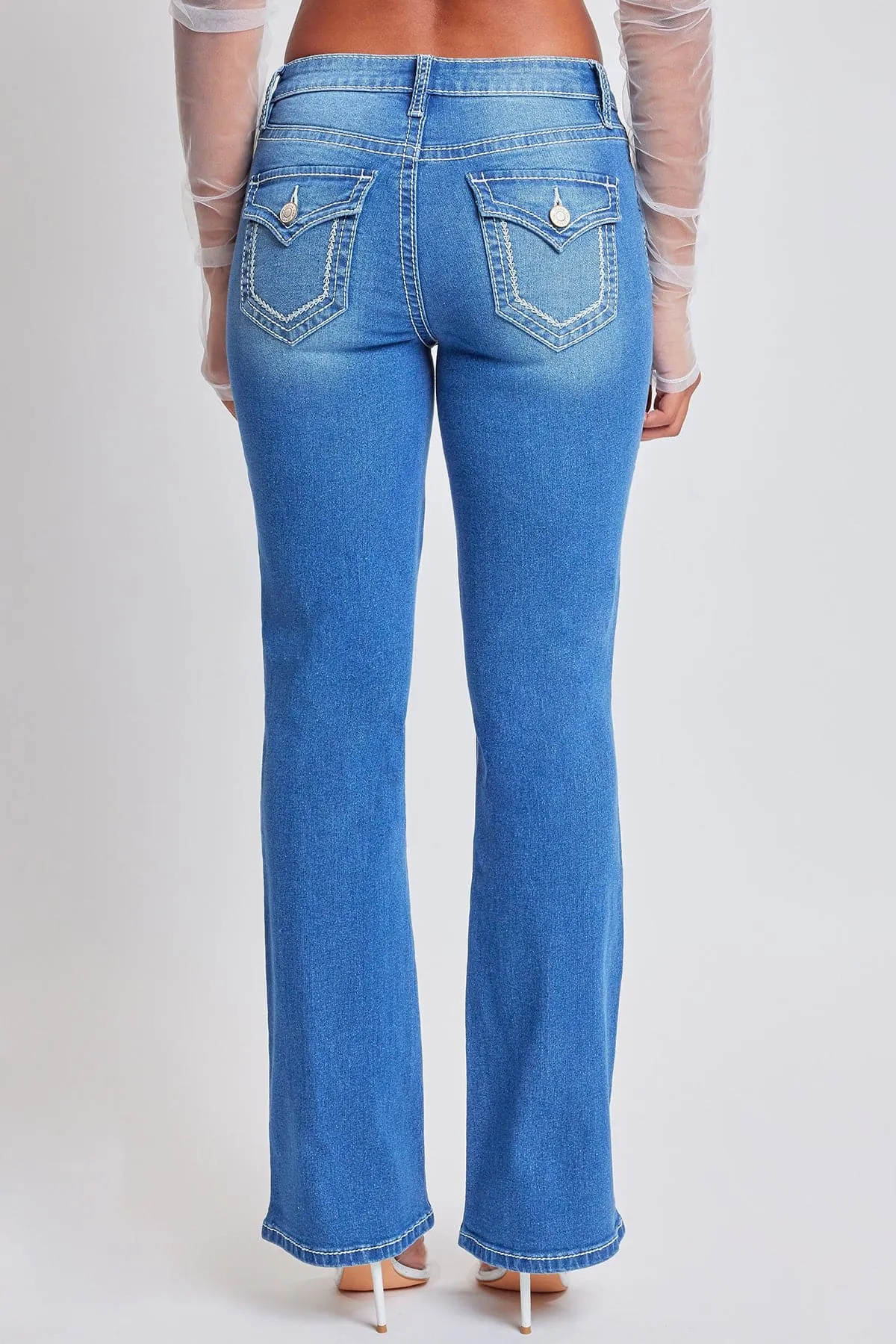 Women's Heavy Stitch Bootcut Jeans with Embroidered Pockets